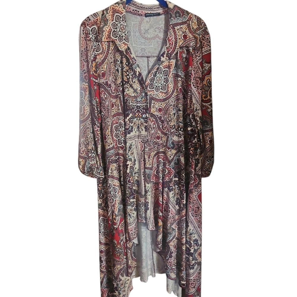 Cha Cha Vente Multicolor Paisley draped Cardigan Beautiful Flattering